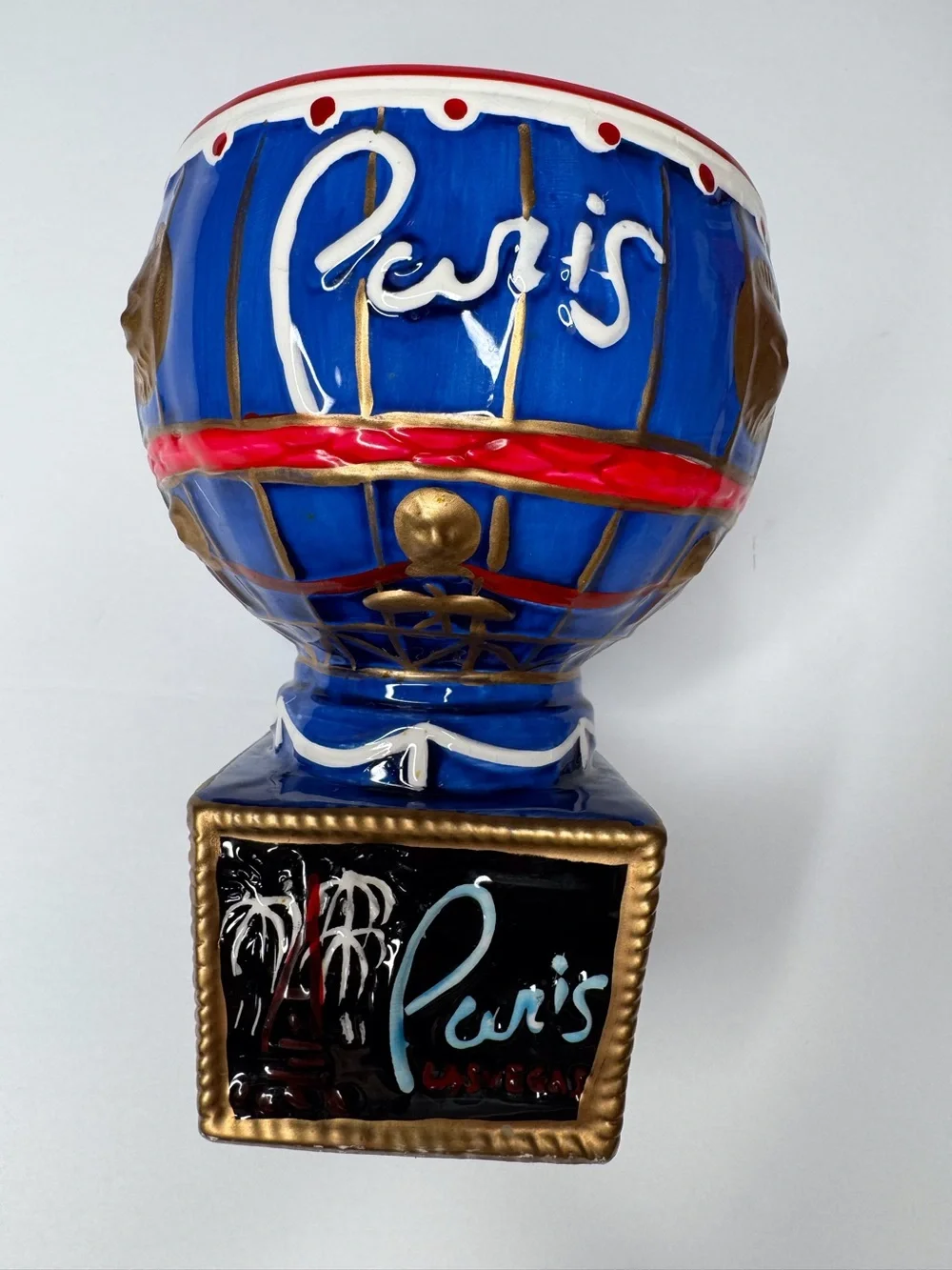 Paris Las Vegas Hot Air Balloon Souvenir Ceramic Drink Cup with Locking Lid